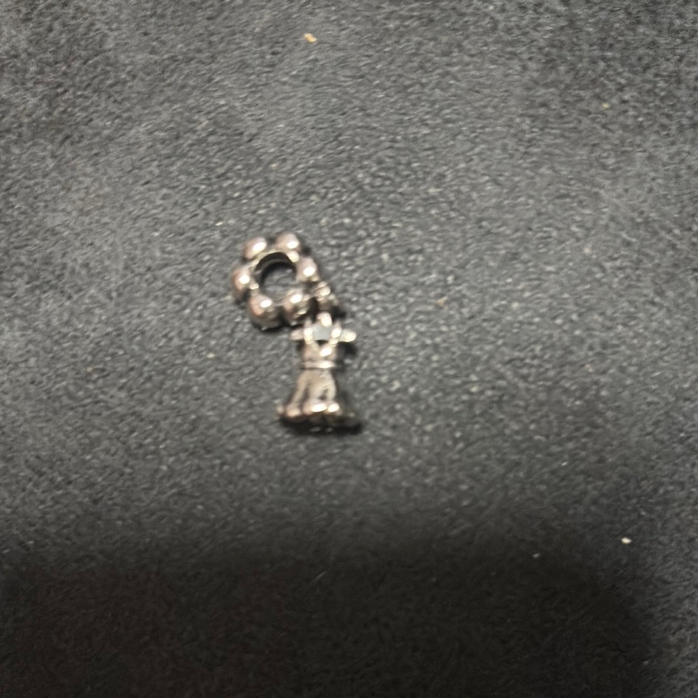 Silver Charm with Flower Design